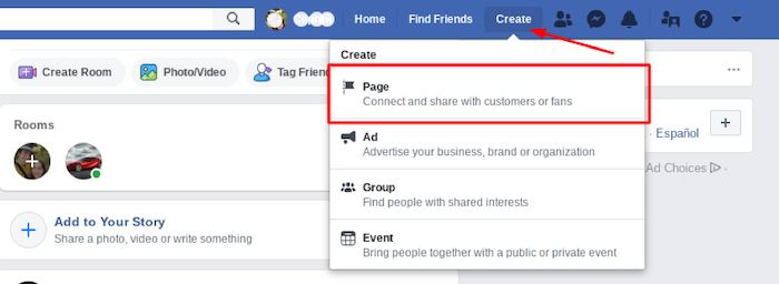 Create Business Page on Facebook