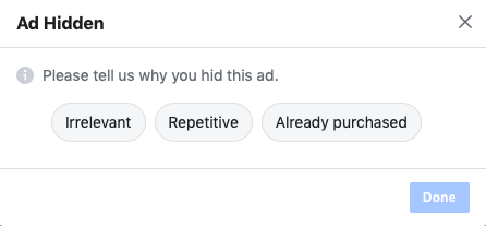 facebook ad feedback form