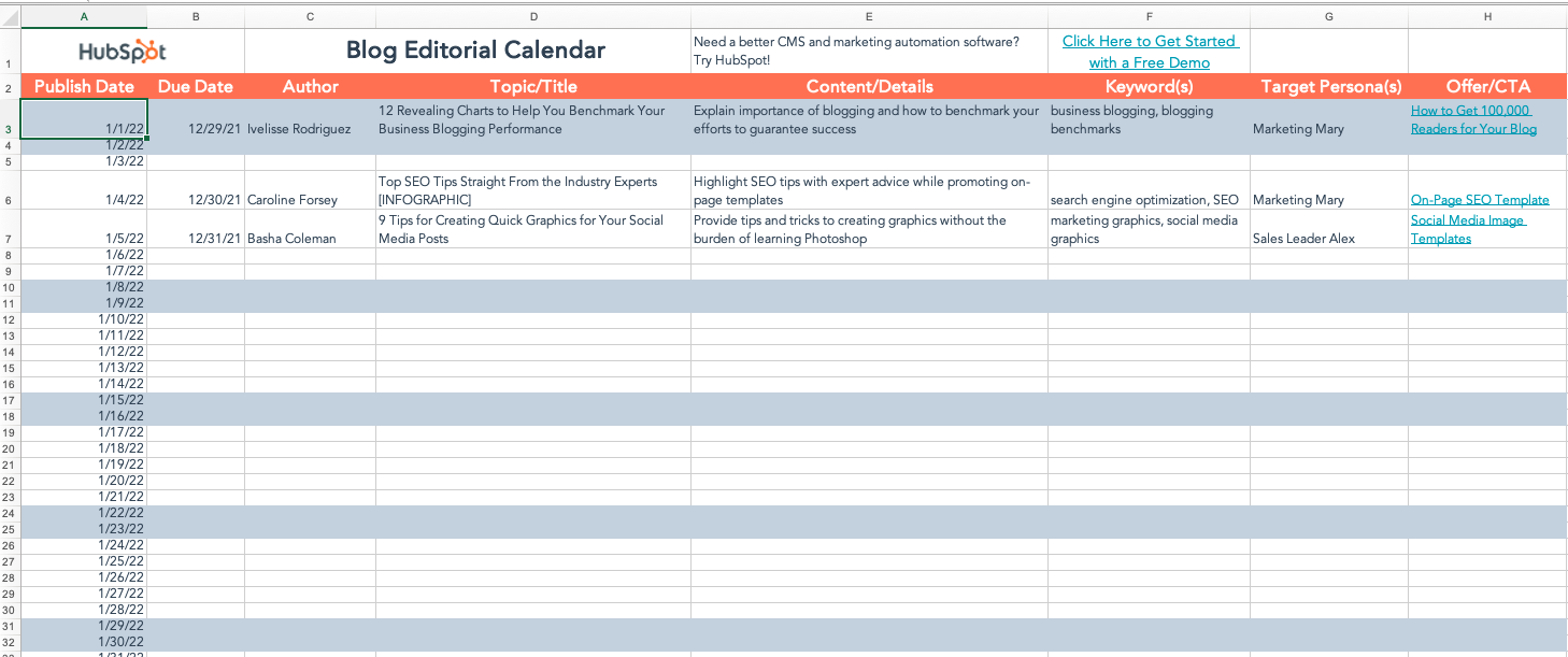 HubSpot Editorial Calendar