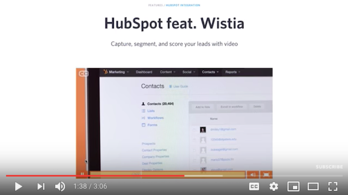 HubSpot integration with Wistia