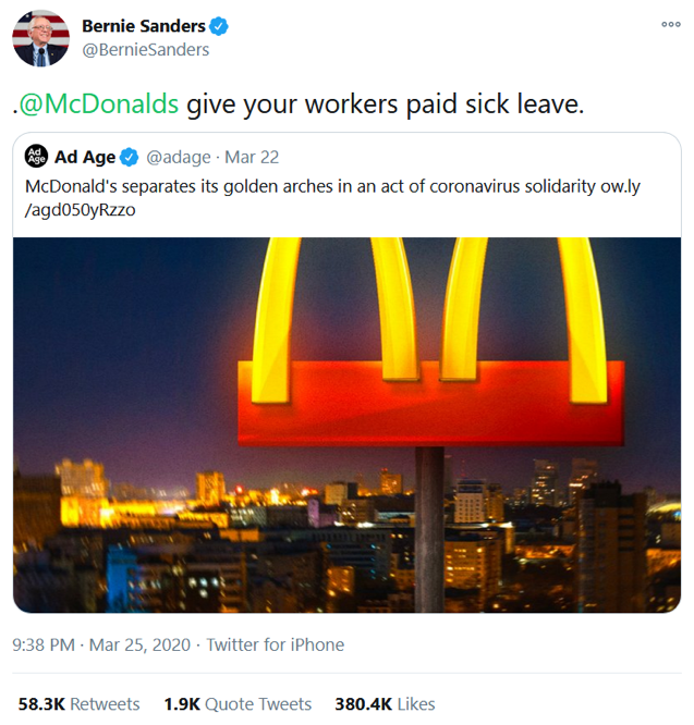 McDonalds Tweet Covid