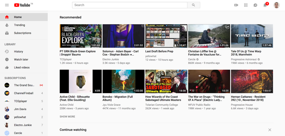 YouTube Navigation Example