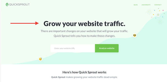 QuickSprout landing page