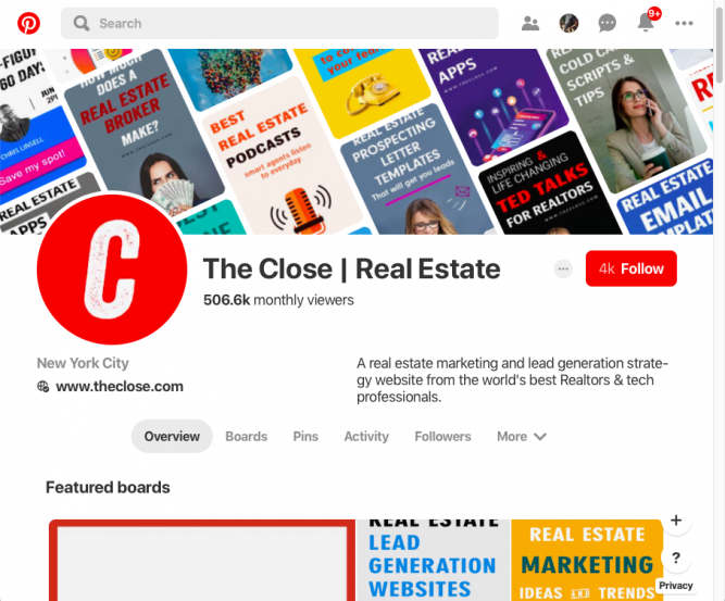 Real estate blog The Close's Pinterest page