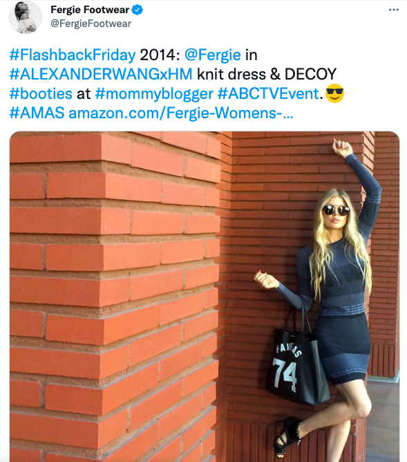 Fergie wears Alexander Wang and H&M co-branded dress.