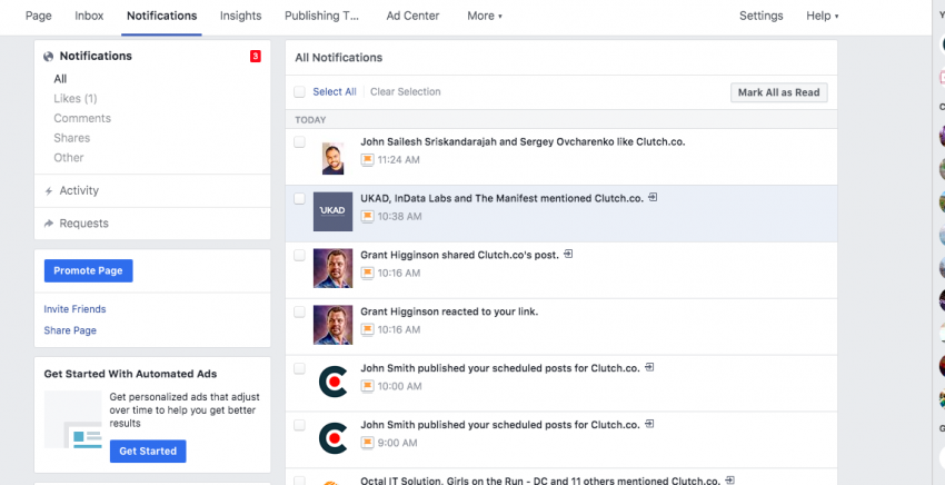 Facebook's notifications make it easy for businesses to track their efforts