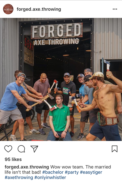Forged Axe Throwing Instagram post