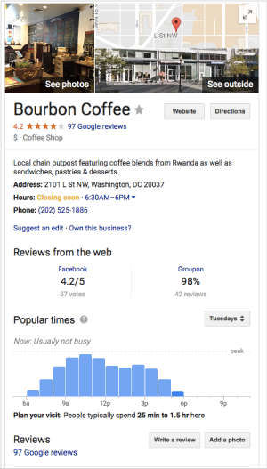 google local business pages show helpful information about your company