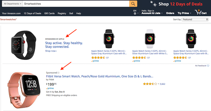 Amazon paid search ad
