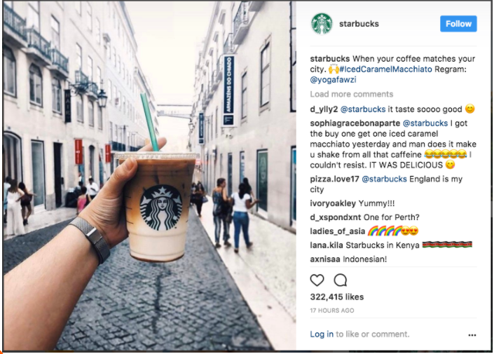 Starbucks Instagram Ad with Emojis