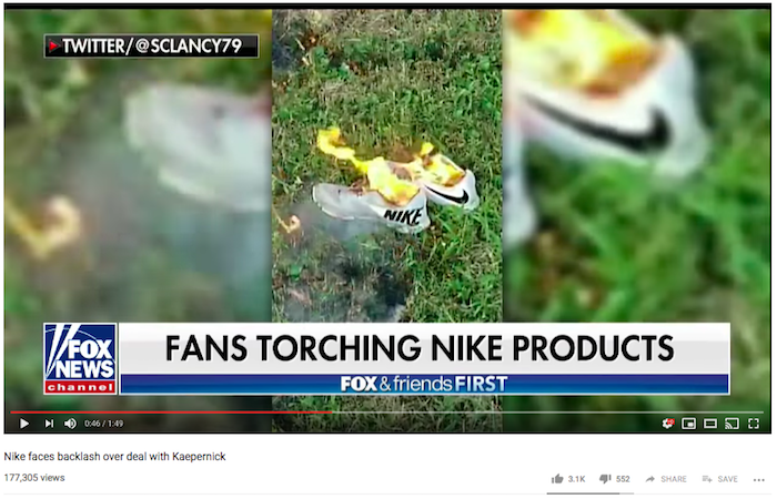In response to Nike's "Dream Crazy" commercial, people burned their Nike shoes