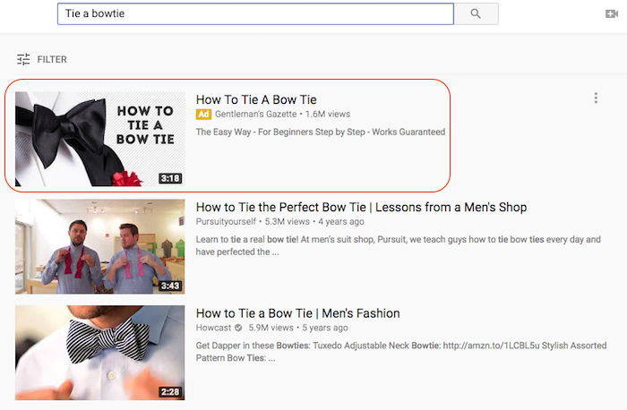 How to tie a bowtie youtube ad