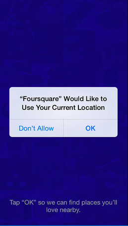 Screenshot of Foursquare app