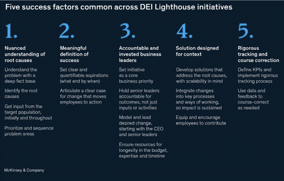 factos common for success across DEI initiatives