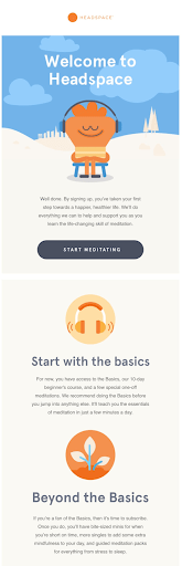 Headspace example of a welcome email