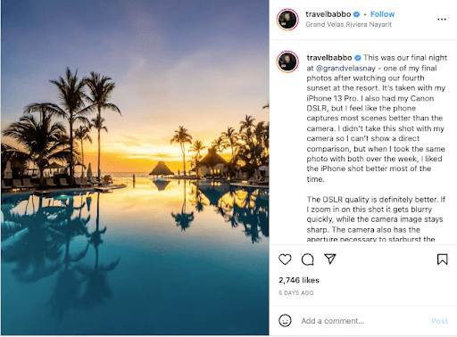 Influencer in hospitality marketing example