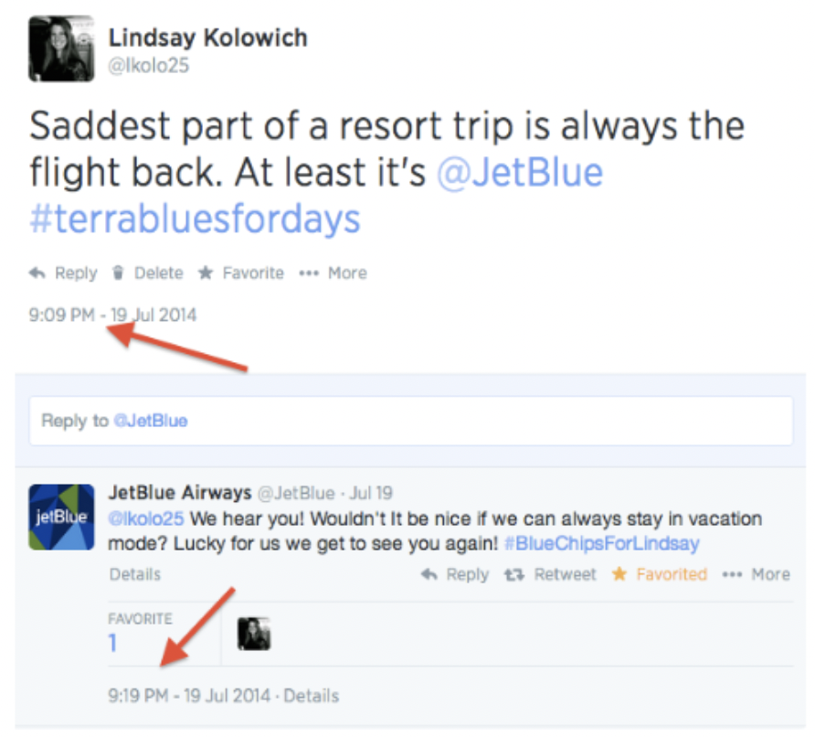 example of social media management for online reputation management by JetBlue