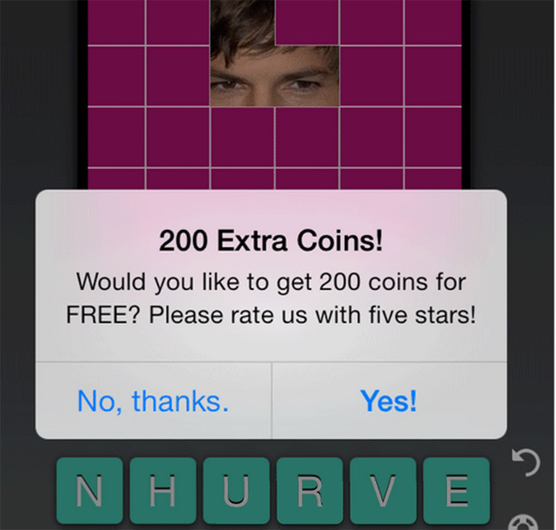 App giving incentive for leaving reward