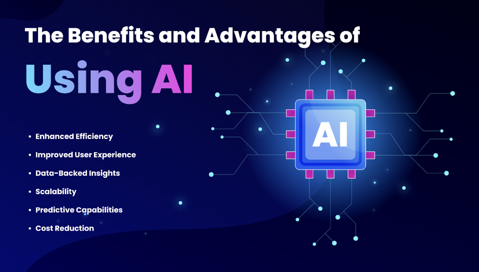 Effiecieny, user experience, data-backed insights, scalability, and cost reduction are all benefits of developing using AI