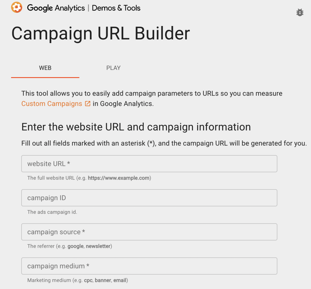 campaign URL builder Google Analytics