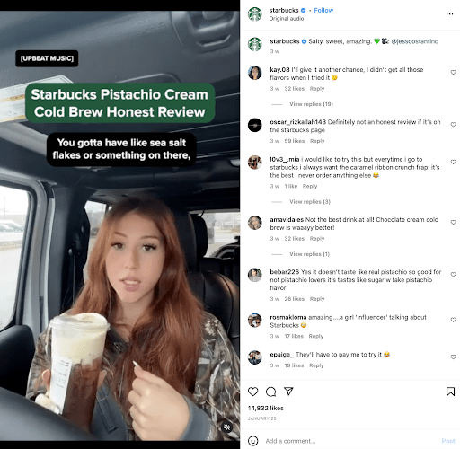 Starbucks ad on Instagram