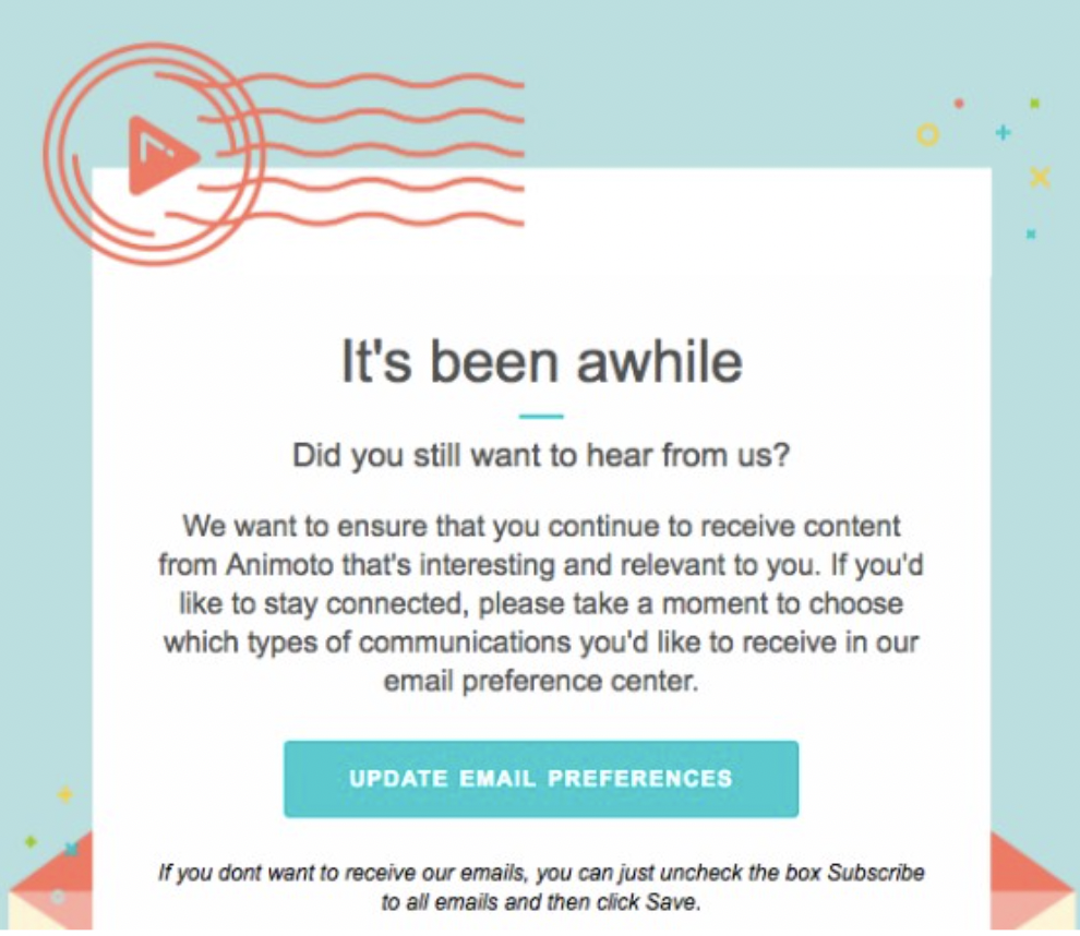 Animoto re-engagement email example