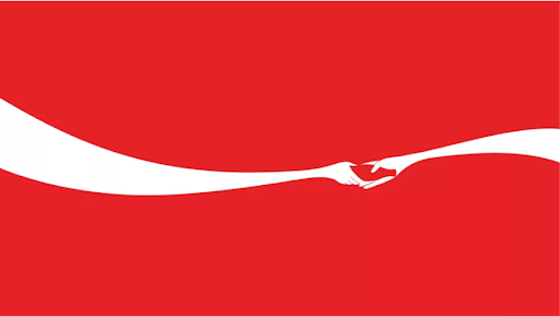 Coca-Cola Ad shows 2 abstract hands sharing a coke