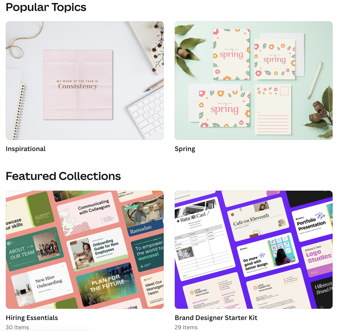 examples of templates and themes Canva offers