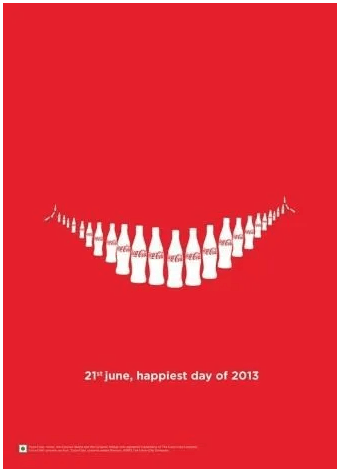Coca Cola ad with smile made of coke bottles