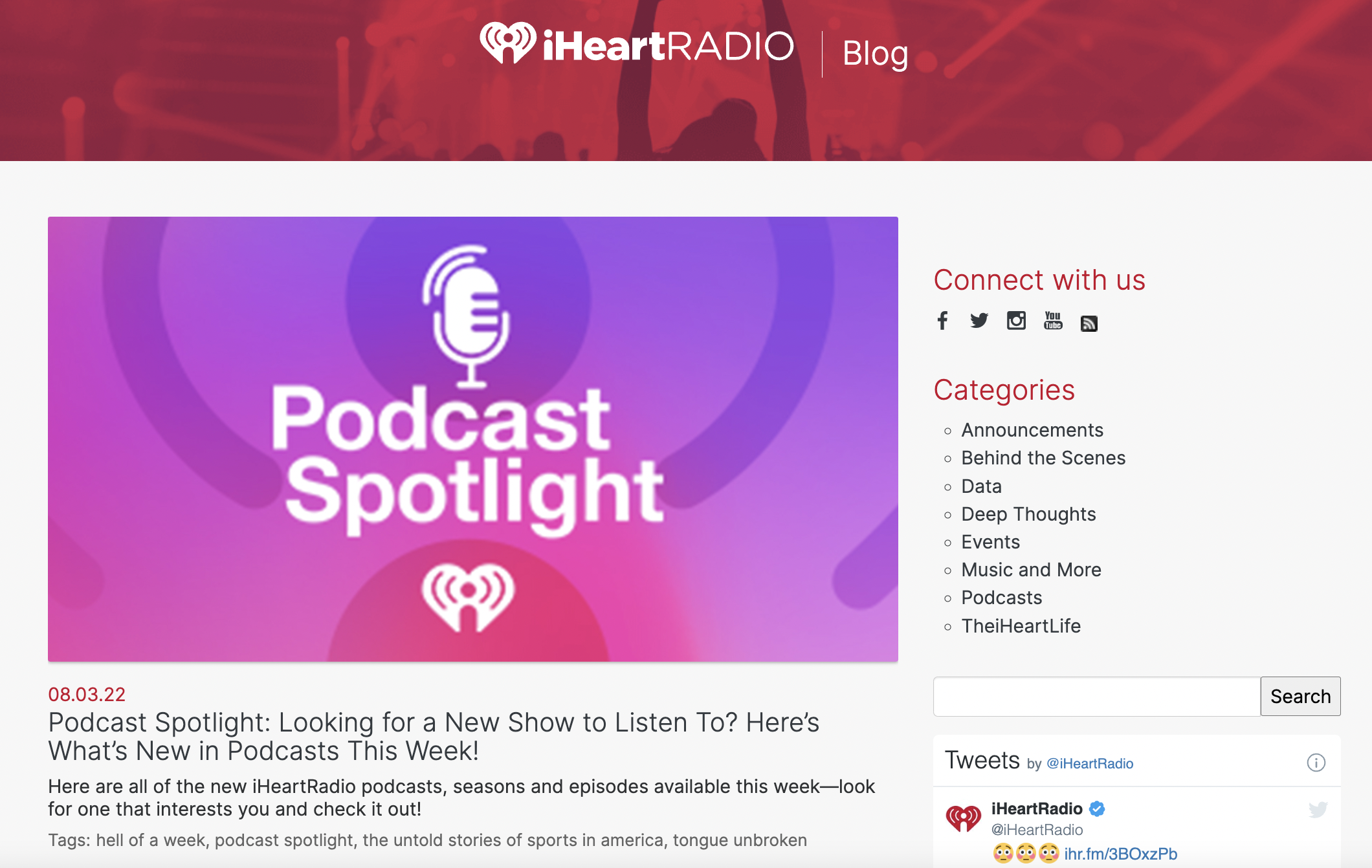 iHeartRadio blog content for app promotion