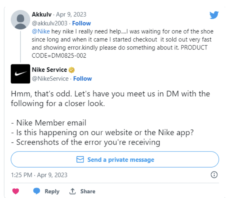 Nike Service Twitter handle bring customer service to social media