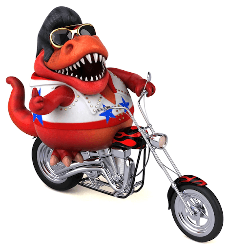 T Rex on a Motorcycle 3d animation