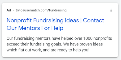 Ad for Nonprofit Fundraising Ideas