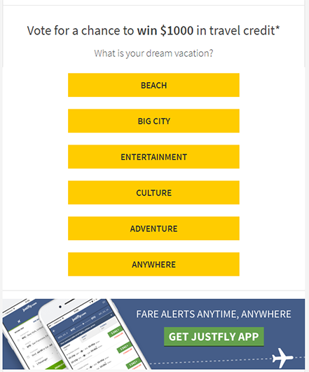 JustFly.com poll CTA