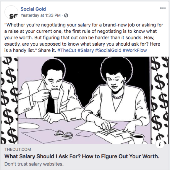 Social Gold Group Facebook Post