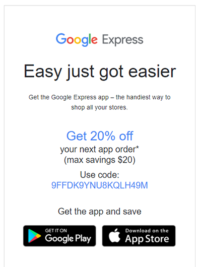 Google Express App CTA example