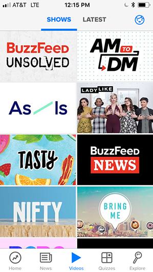 Screenshot of Buzzfeed App