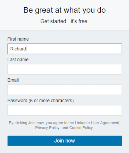 LinkedIn User Web Form
