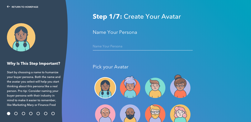 Hubspot allows you to create avatars that help you visualize the people you'r trying to reach.