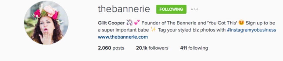 Cooper uses emojis in her instagram bio