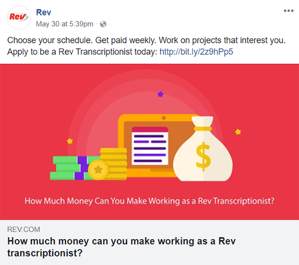 Rev Facebook job posting