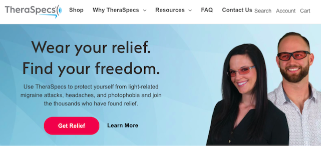 TheraSpecs' new website takes their customers' experience into account.