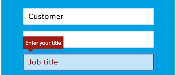 Screenshot of web form asking job title
