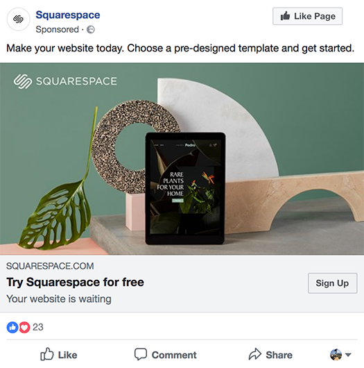 Squarespace Facebook example