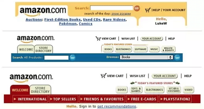 Amazon's UX over time