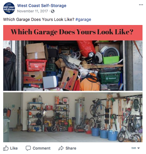 example of testing content on Facebook with two different images
