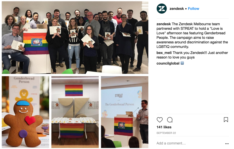 Zendesk shares involvement in LGBTIQ campaign on Instagram