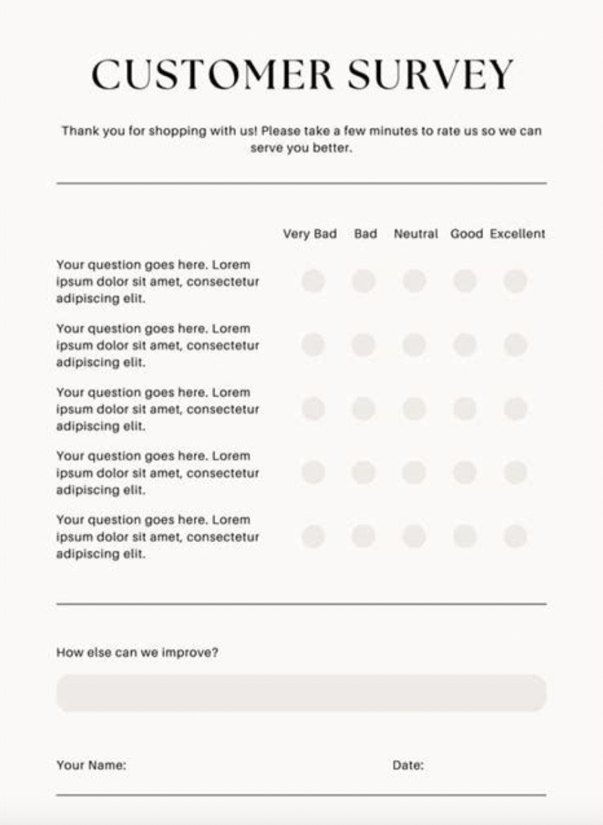 customer survey example