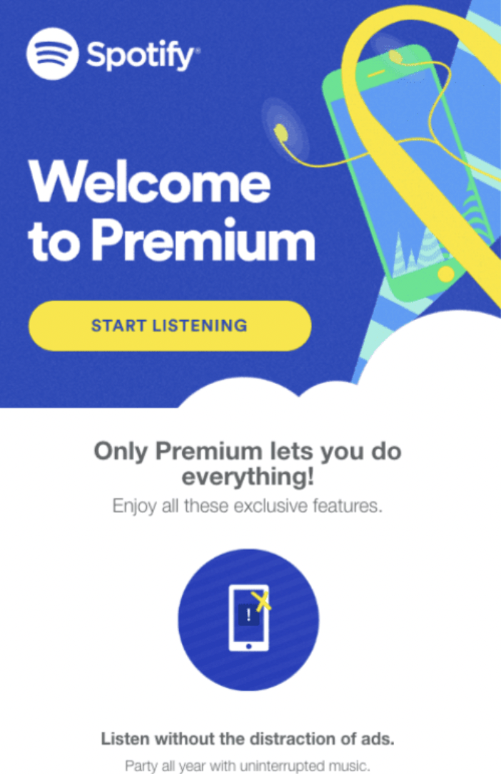 Spotify Welcome email example