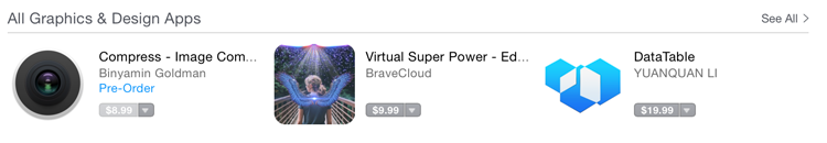 screenshot of app store descriptions for graphics and design apps